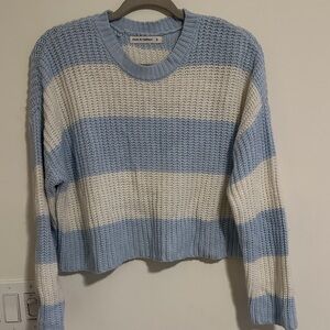Madewell Sky Blue and Cream Striped Sweater